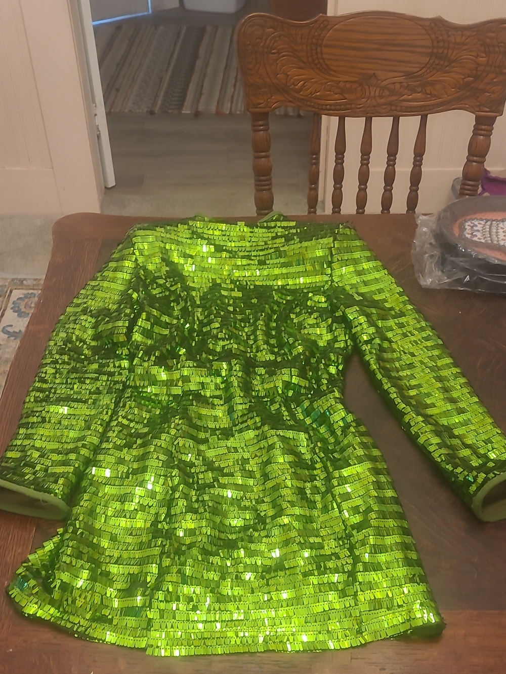 Womens XS' Sequined Mini Dress in Bright Green Backless